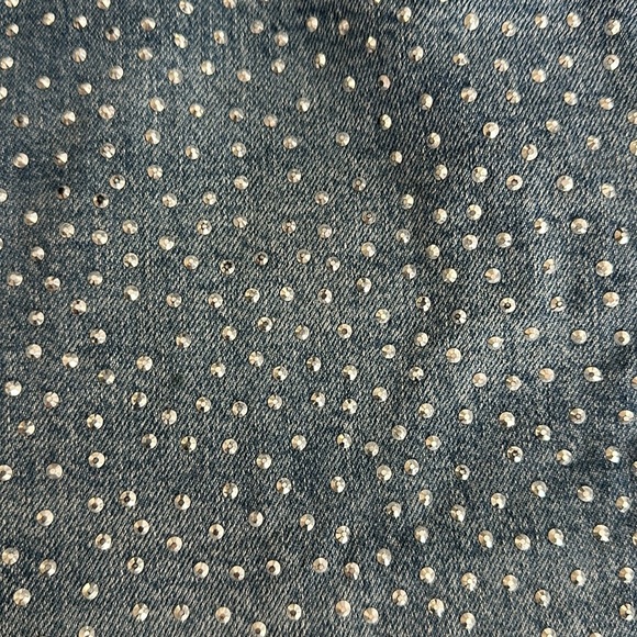 Good American High Waisted Wide Leg Cropped Sequin Denim Jeans - Picture 11 of 11